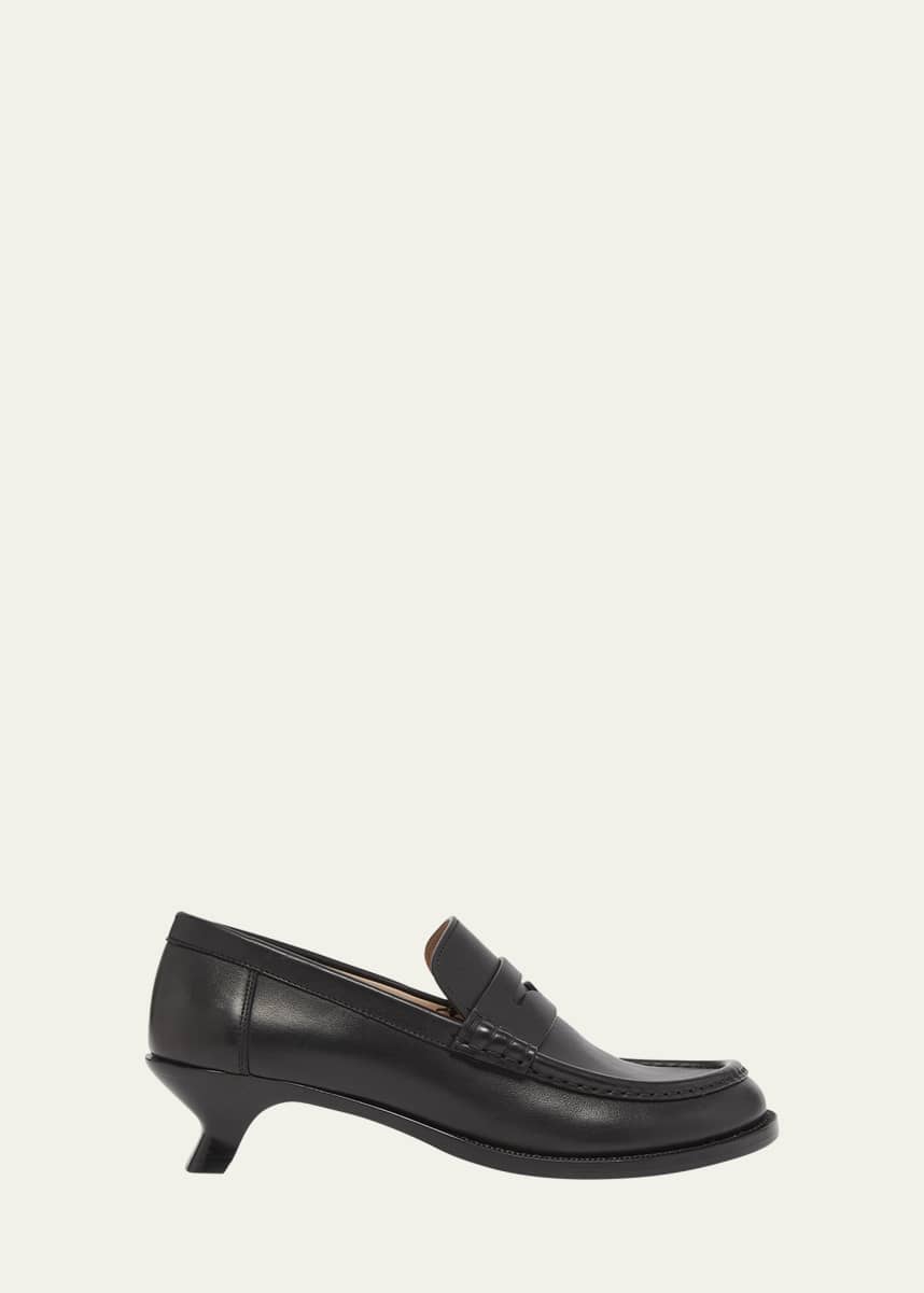 Loewe Campo Leather Kitten Penny Loafers