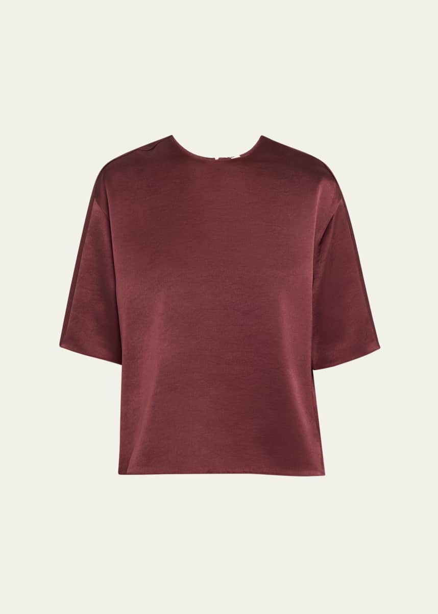 Vince Satin Short-Sleeve Blouse