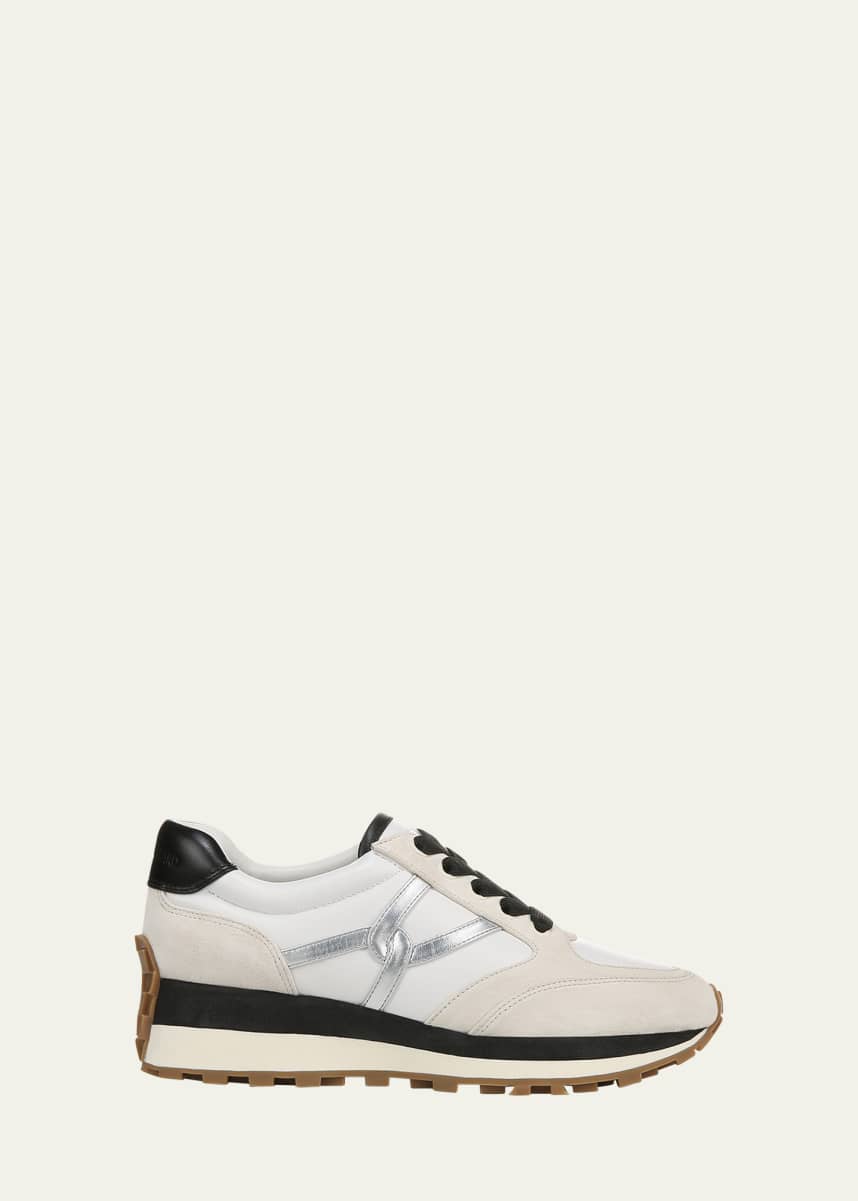 Veronica Beard Valentina Mixed Leather Retro Sneakers