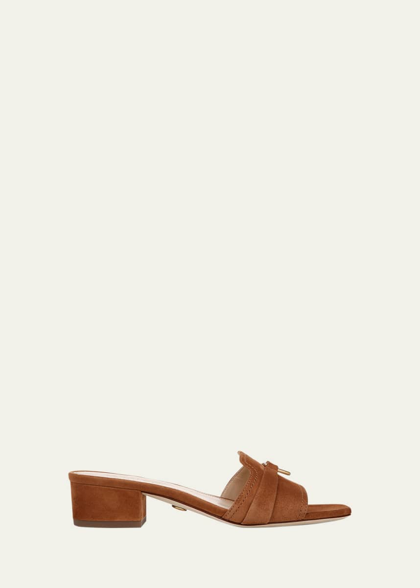 Veronica Beard Annette Suede Medallion Mule Sandals
