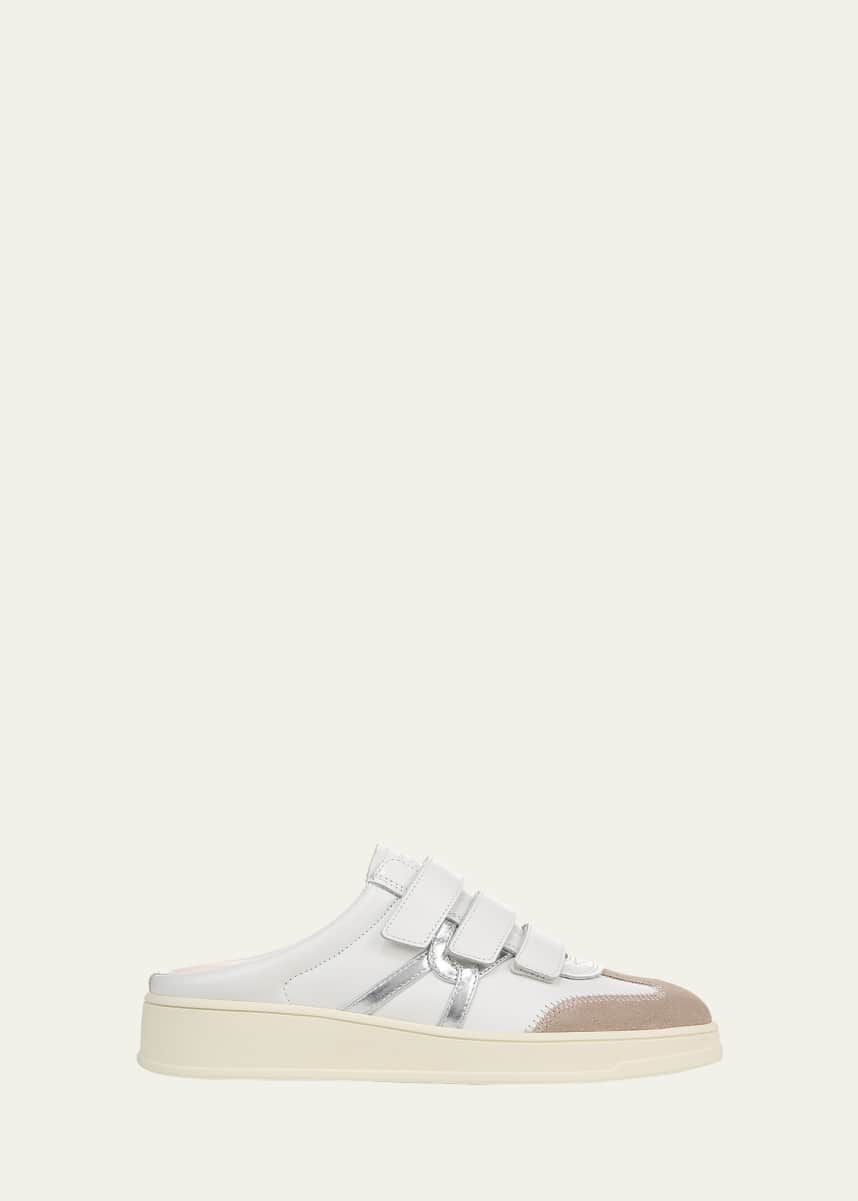 Veronica Beard Reagan Mixed Leather Triple-Grip Sneaker Mules