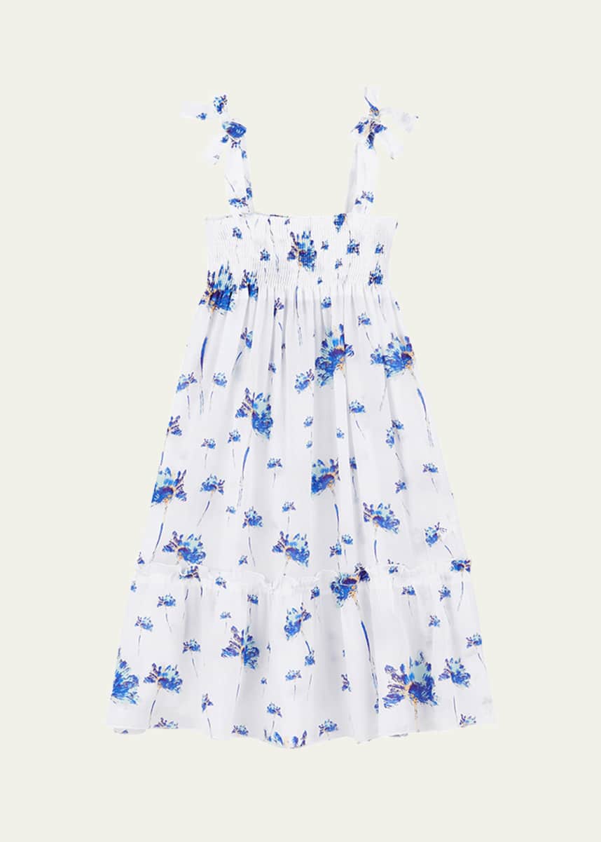 Vilebrequin Girl's Shiny Floral Tie-Shoulder Dress, Size 2-12