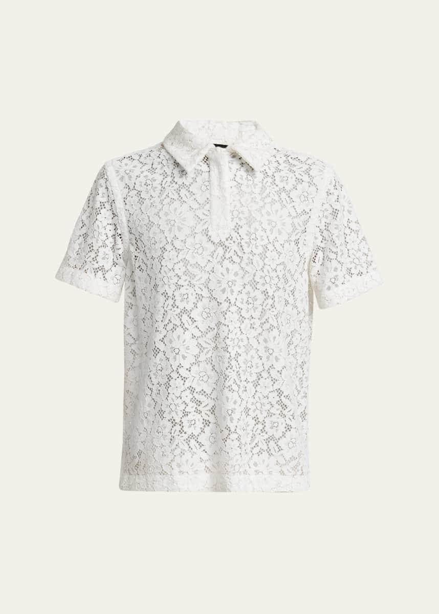 Proenza Schouler Kennedy Stretch Lace Polo Top