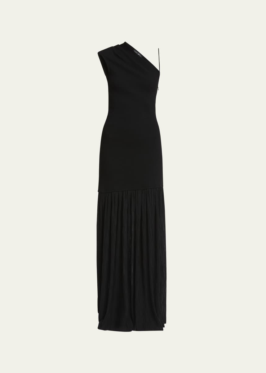 Proenza Schouler Cora One-Shoulder Pleated Crepe Chiffon Maxi Dress