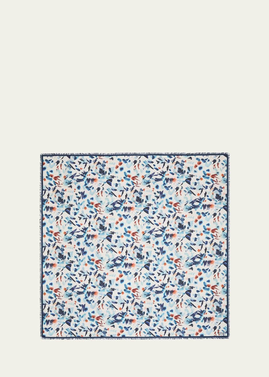 Lafayette 148 New York Paint Splatter Square Cashmere-Silk Scarf