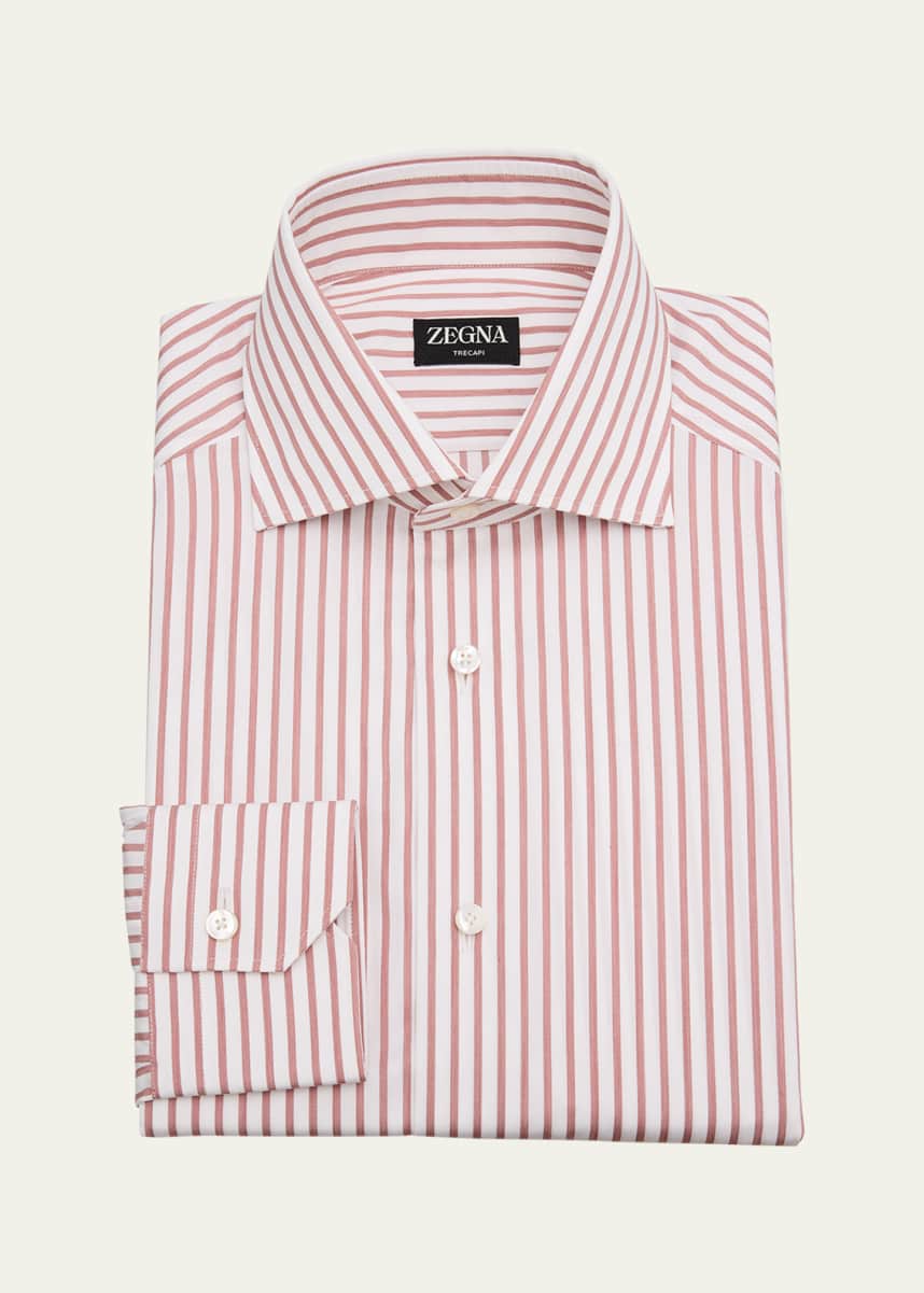 ZEGNA Men's Trecapi Cotton Stripe Dress Shirt