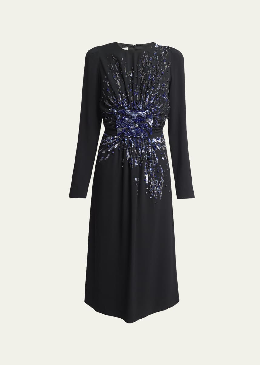 Dries Van Noten Dofili Gathered Sequined Midi Dress