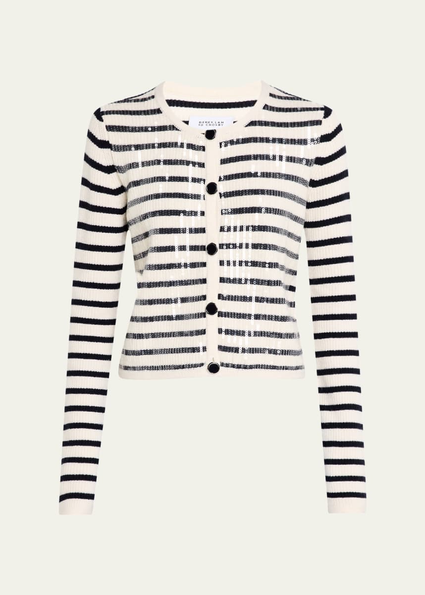 Derek Lam 10 Crosby Nebula Sequined Striped Cardigan