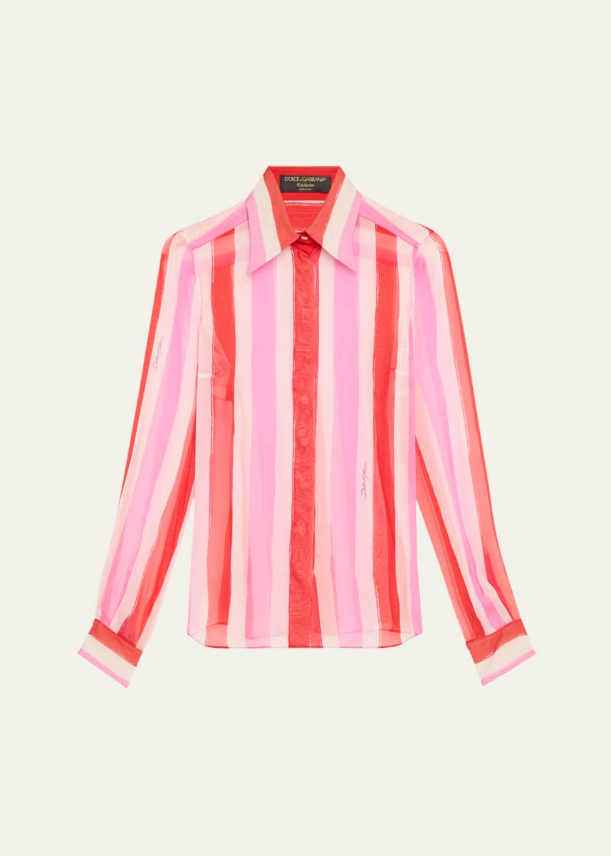 Dolce&Gabbana Stripe Button Down Chiffon Blouse