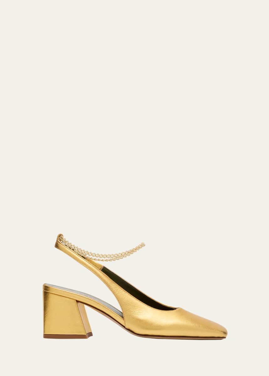 Maria Luca Ilaria Metallic Chain Slingback Pumps