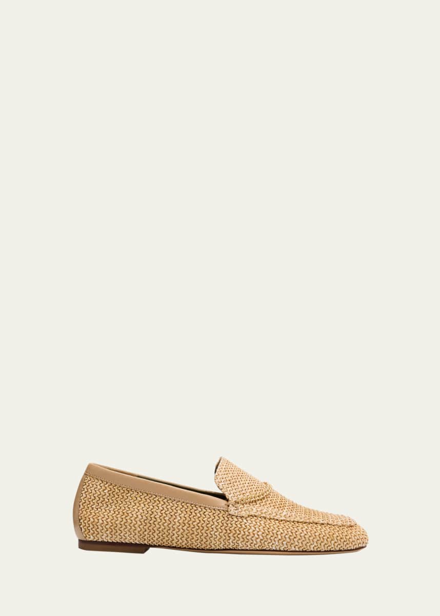 Maria Luca Livia Raffia Chain Loafers