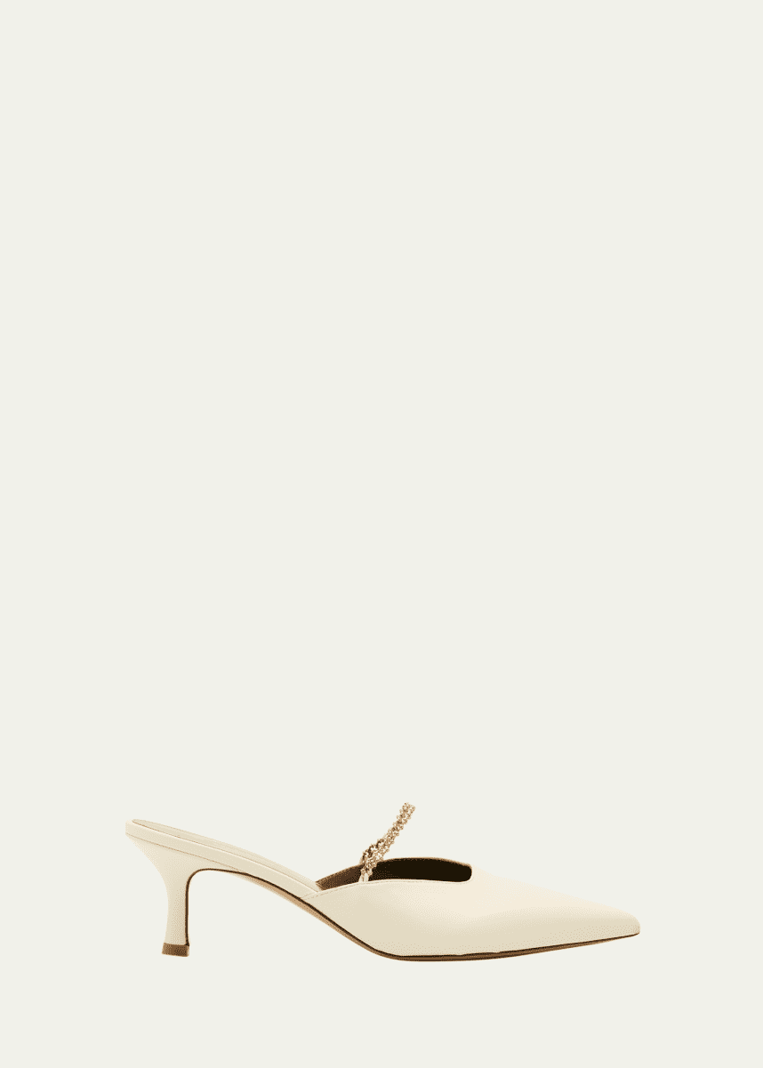 Maria Luca Leather Chain Kitten Mule Pumps