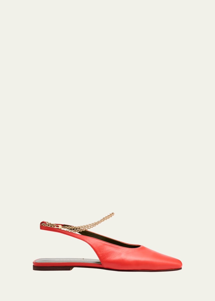 Maria Luca Augusta Leather Ankle-Chain Ballerina Flats