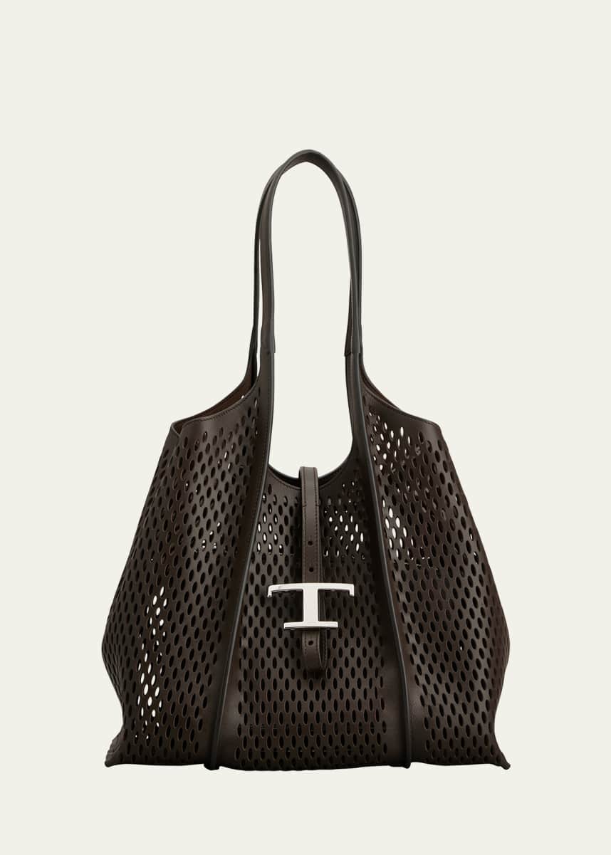 Tod's T Timeless Small Perforated Leather Tote Bag