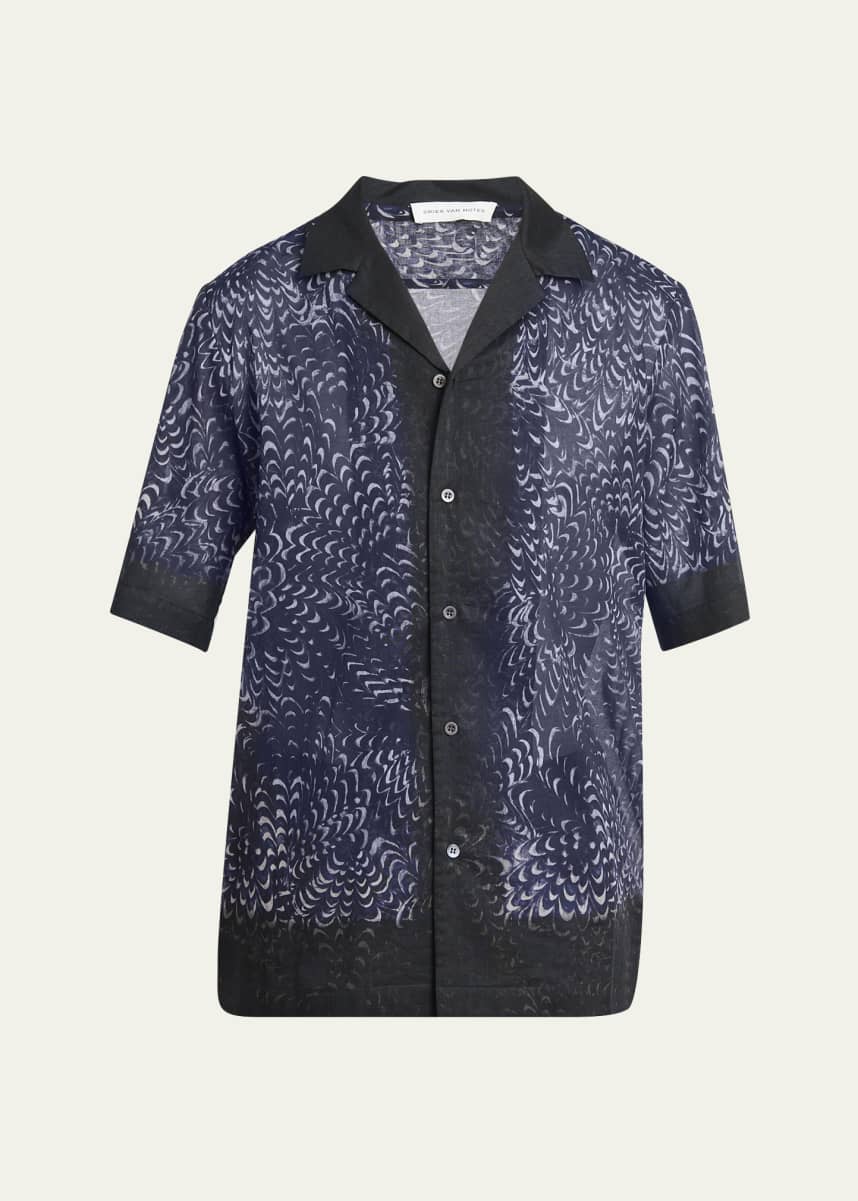 Dries Van Noten Men's Carltone Semi-Sheer Camp Shirt