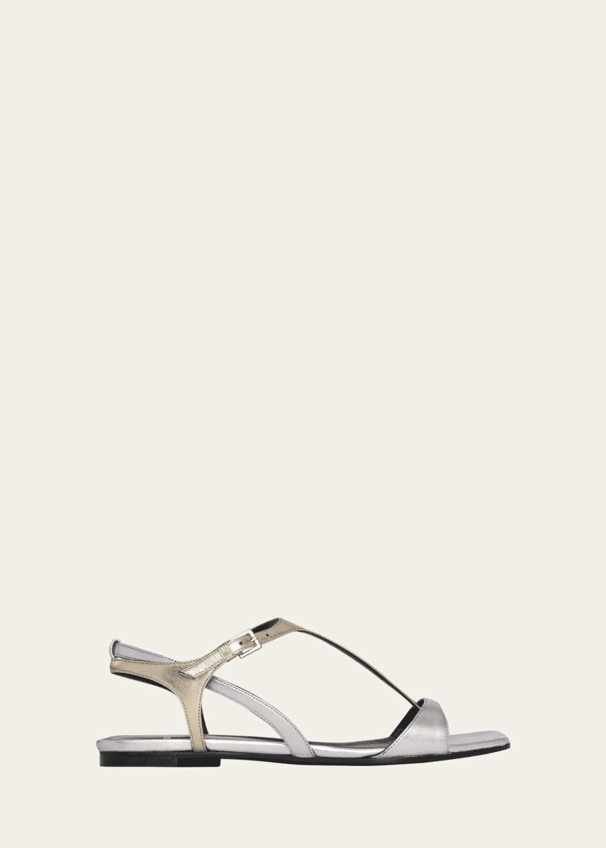 Pierre Hardy Rio Bicolor Metallic T-Strap Sandals