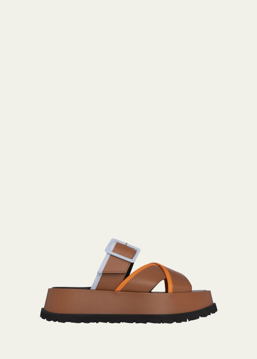 Pierre Hardy Alpha Maxi Colorblock Crisscross Buckle Comfort Sandals