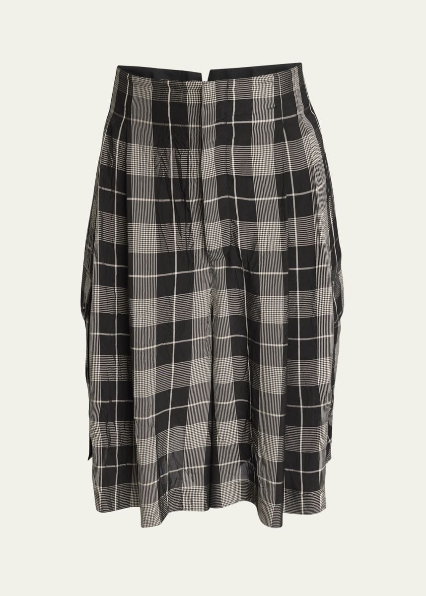 Loewe Men's Pleated Check Shorts