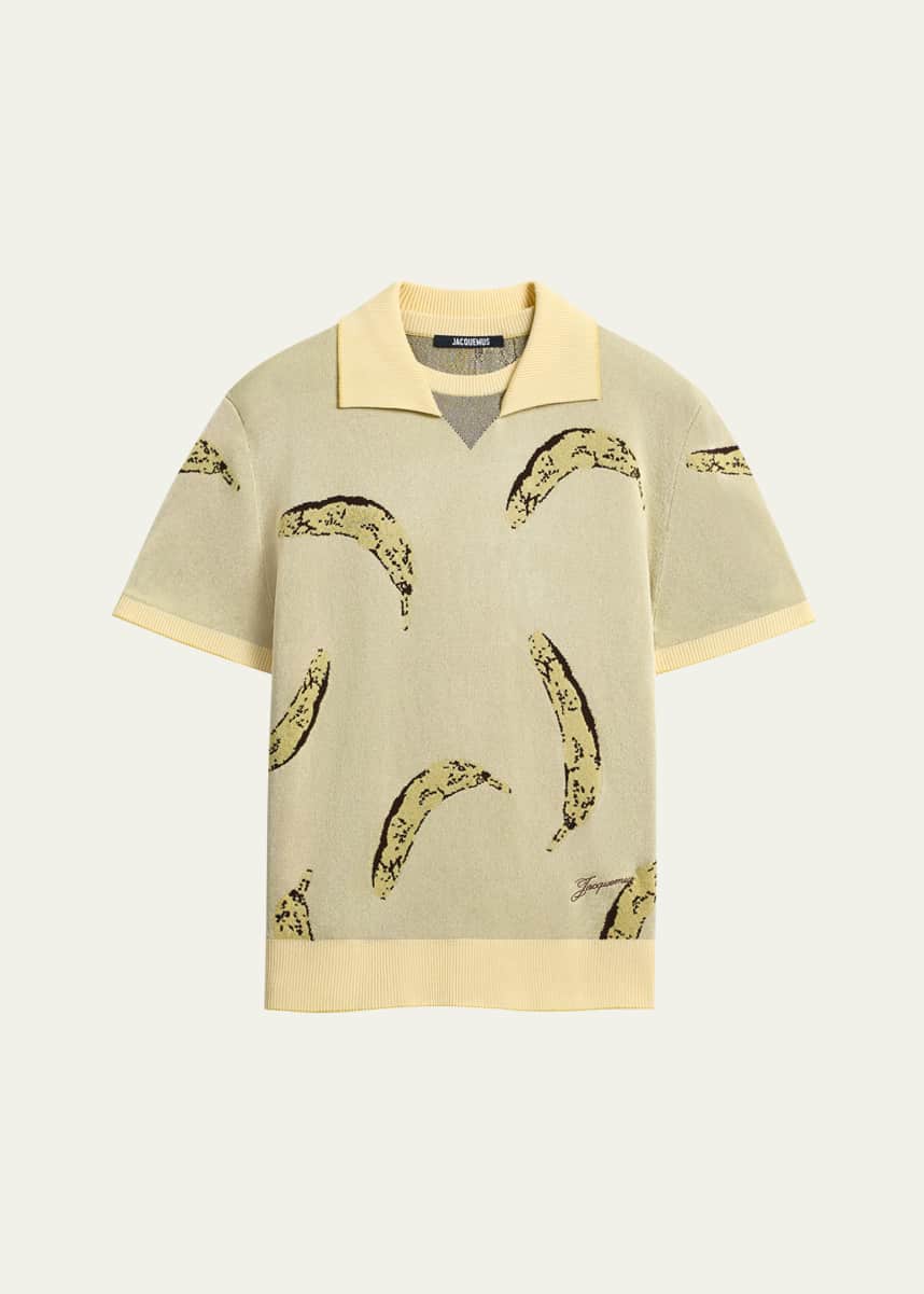 Jacquemus Men's Marino Banana Jacquard Polo Shirt