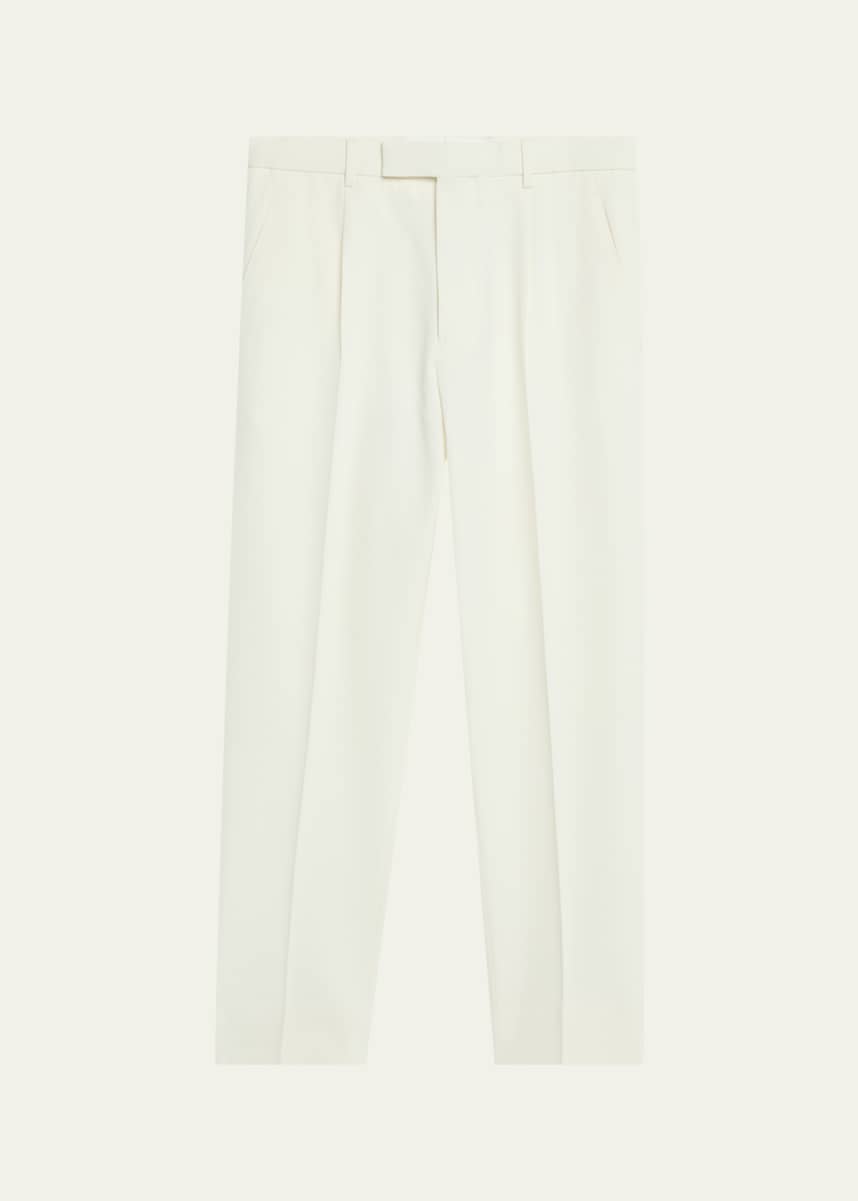 ZEGNA Men's Pleated Cotton-Wool Pants