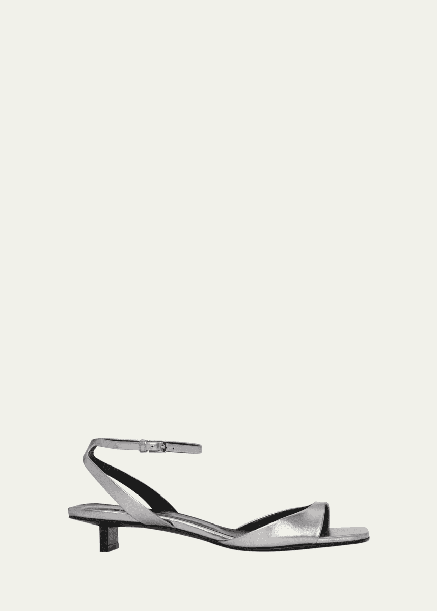 Pierre Hardy Stella Metallic Kitten Ankle-Strap Sandals