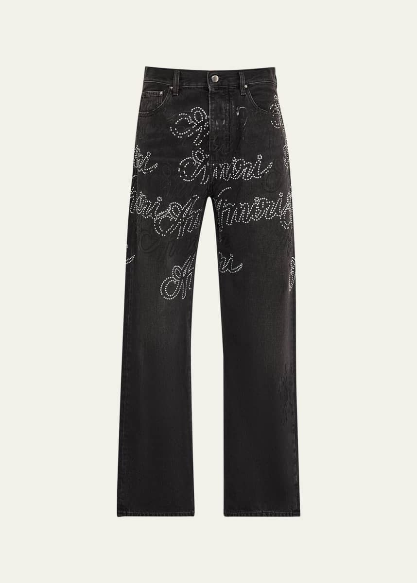 Amiri Men's Crystal Script Straight-Leg Jeans