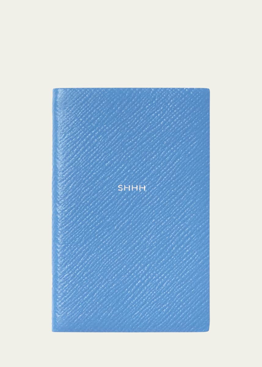 Smythson "Shhh" Wafer Panama Leather Pocket Notebook, Nile Blue