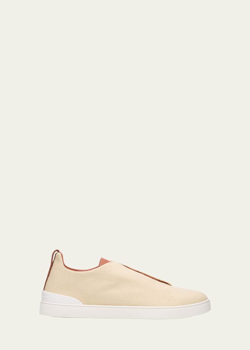ZEGNA Men's Triple Stitch Linen Slip-On Sneakers