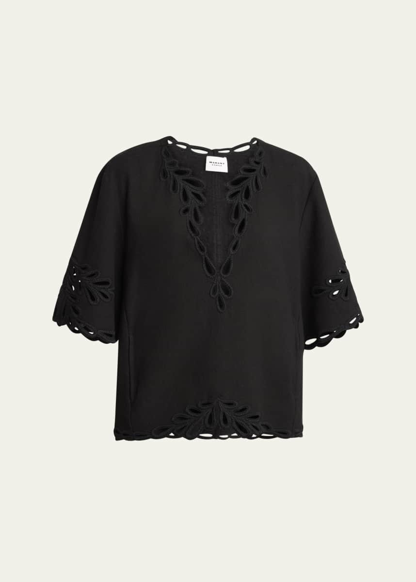 Etoile Isabel Marant Shana Embroidered Short-Sleeve Top
