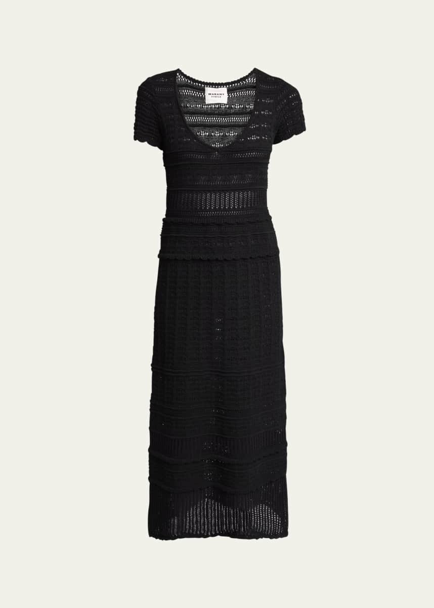 Etoile Isabel Marant Aurore Short-Sleeve Crochet Maxi Dress