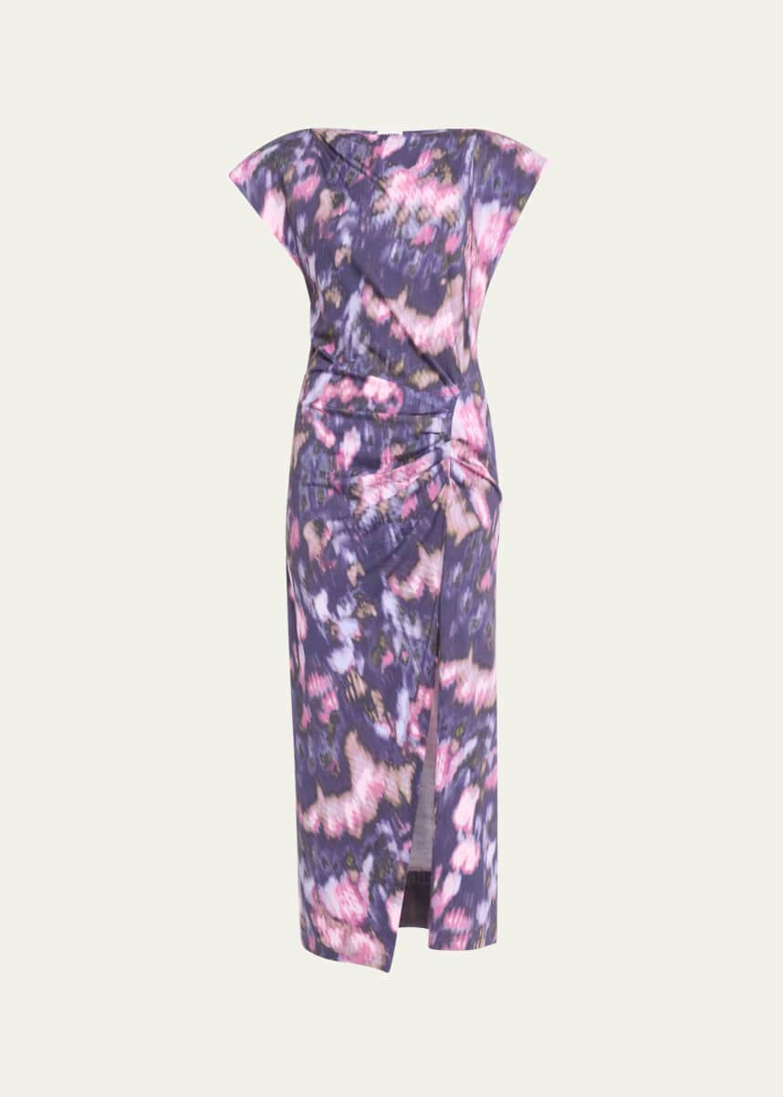 Etoile Isabel Marant Nadela Short-Sleeve Gathered Midi Dress