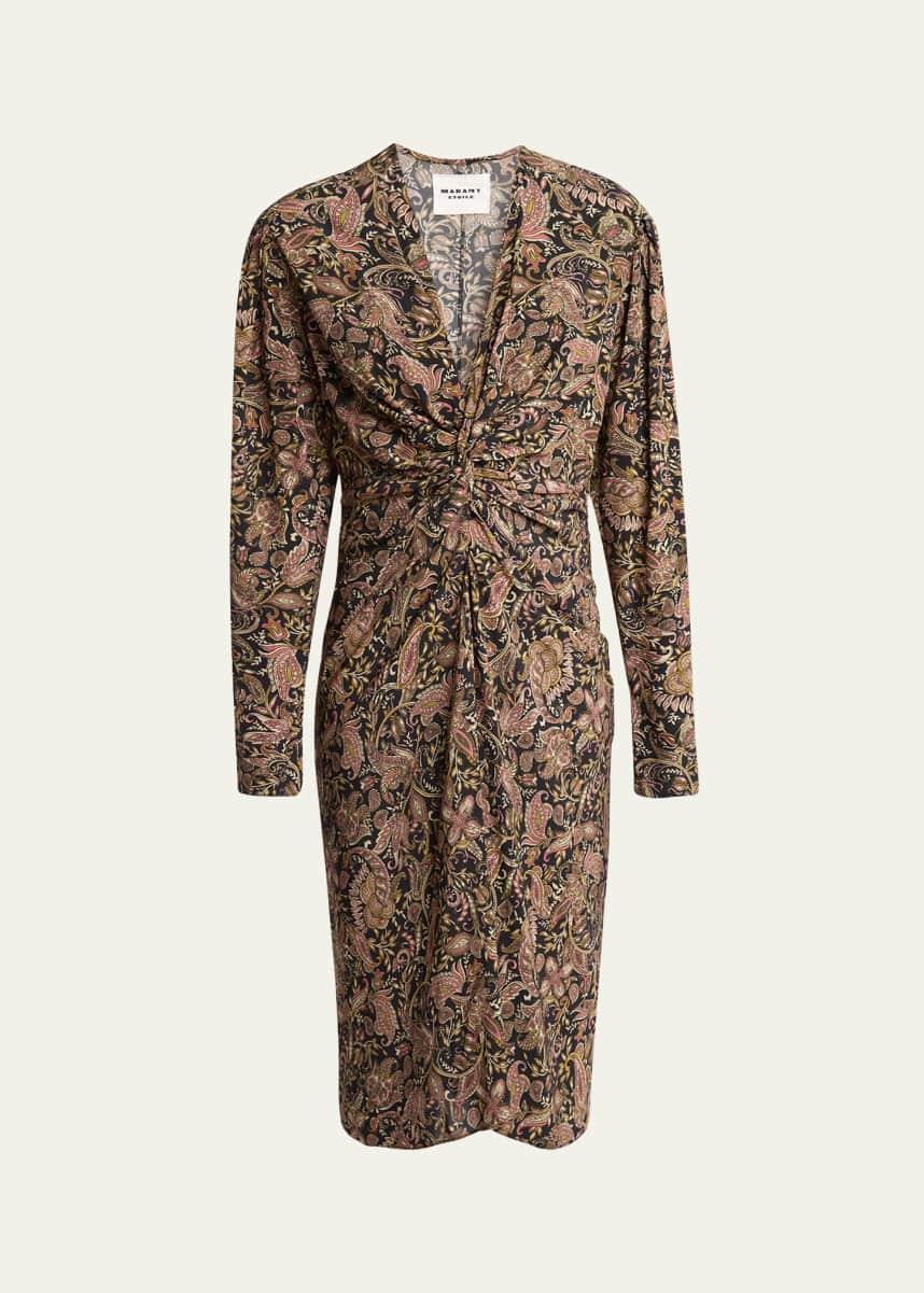 Etoile Isabel Marant Zeliha Paisley Twist Front Midi Dress