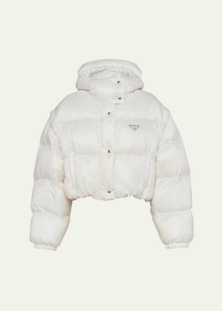 Prada Re-Nylon Cropped Convertible Down Jacket