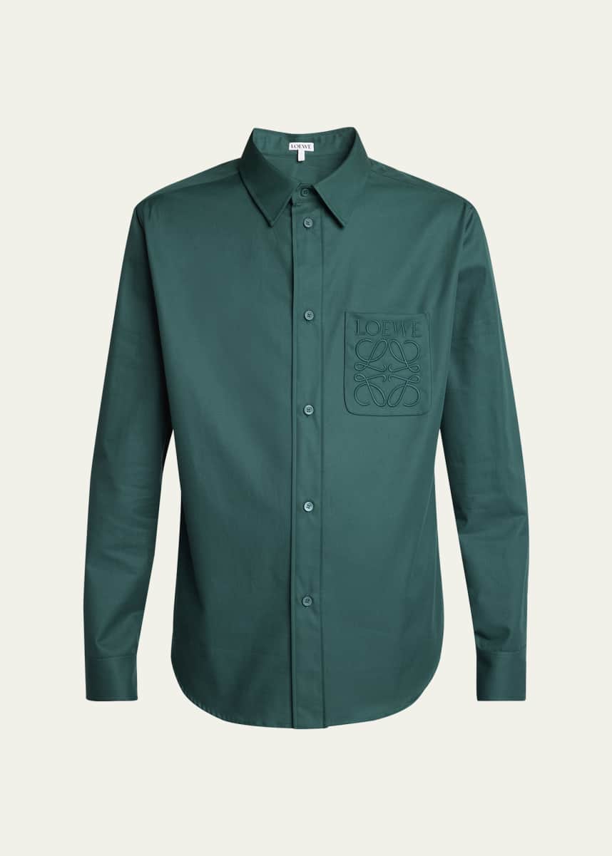 Loewe Men's Anagram Compact Twill Dress Shirt