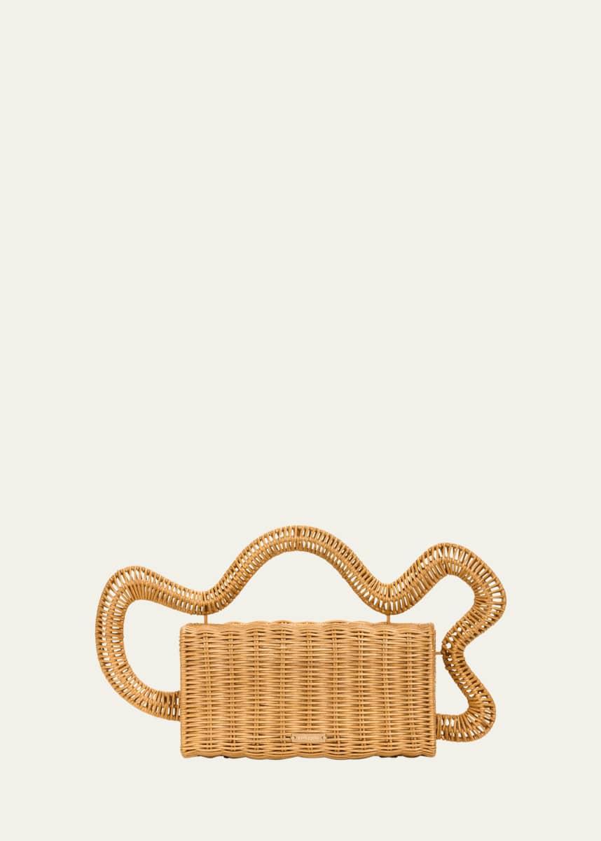 Cult Gaia Elsa Wavy Rattan Clutch Bag