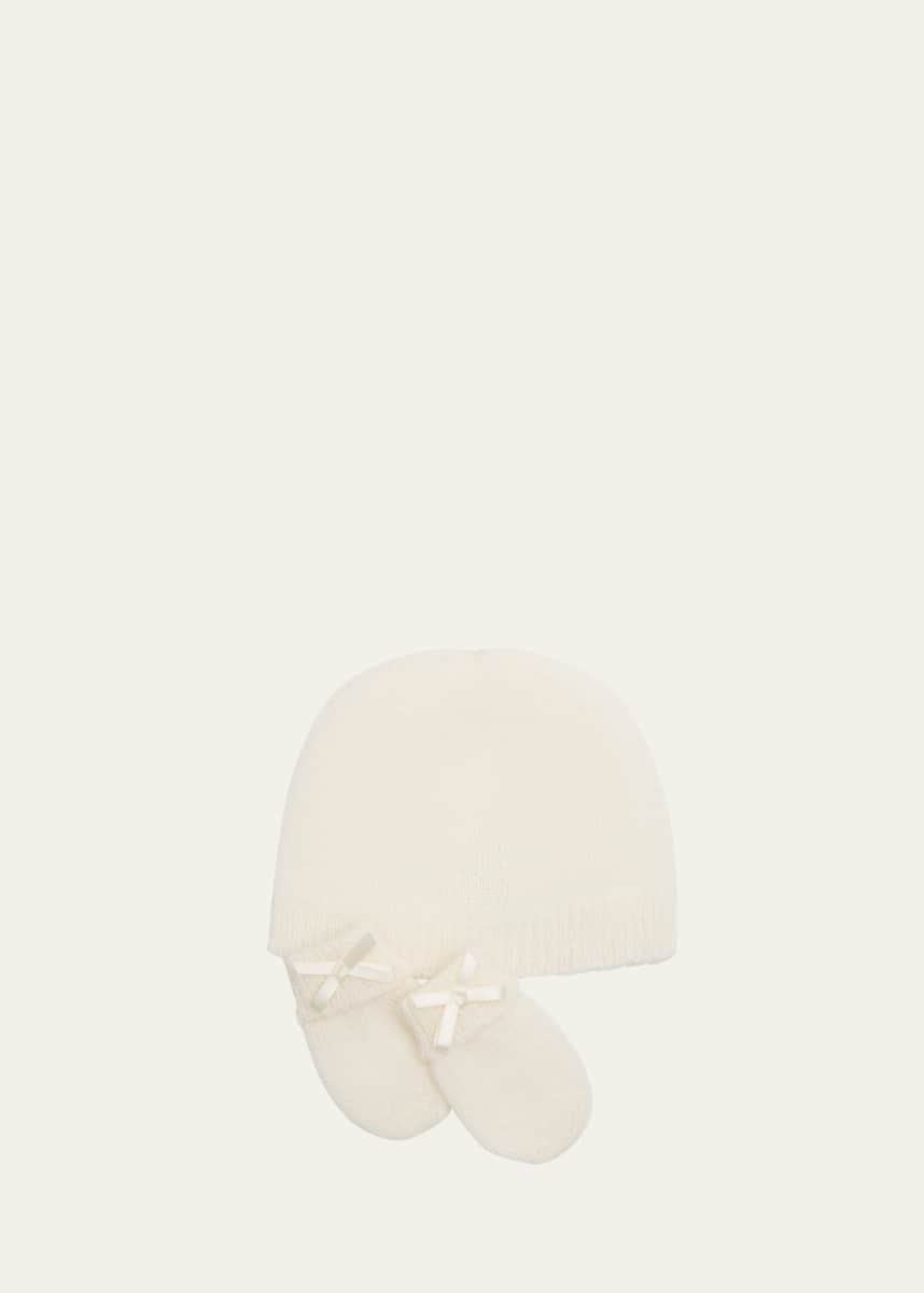 G.H.Hurt & Son Kid's Cashmere Baby Hat & Mittens Set, Size Newborn