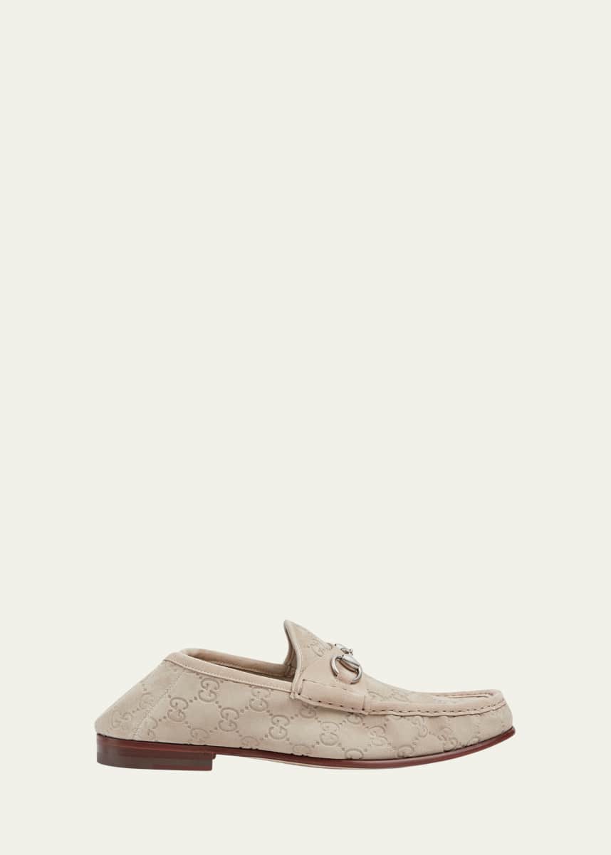 Gucci Men's Horsebit 1953 Embossed Suede Bit Loafers
