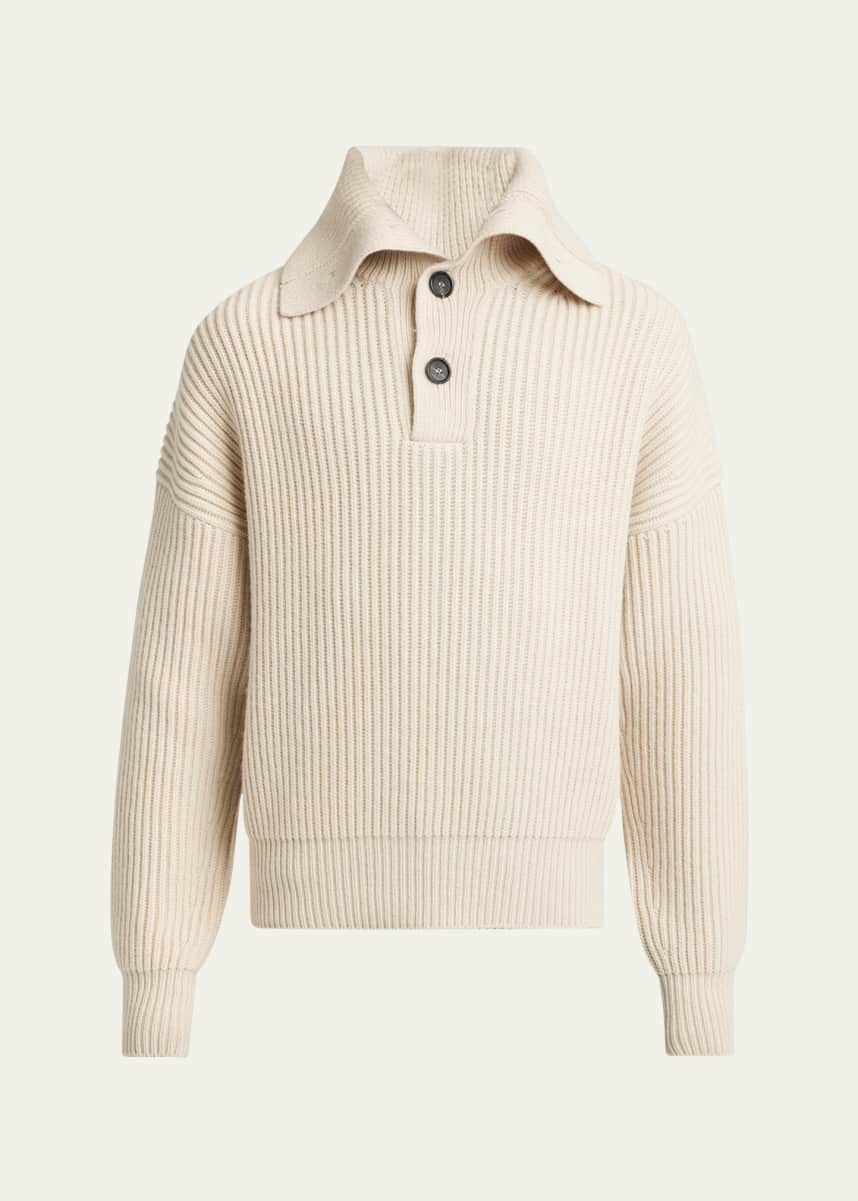 McQueen Men's Ribbed Wool-Cashmere Sweater