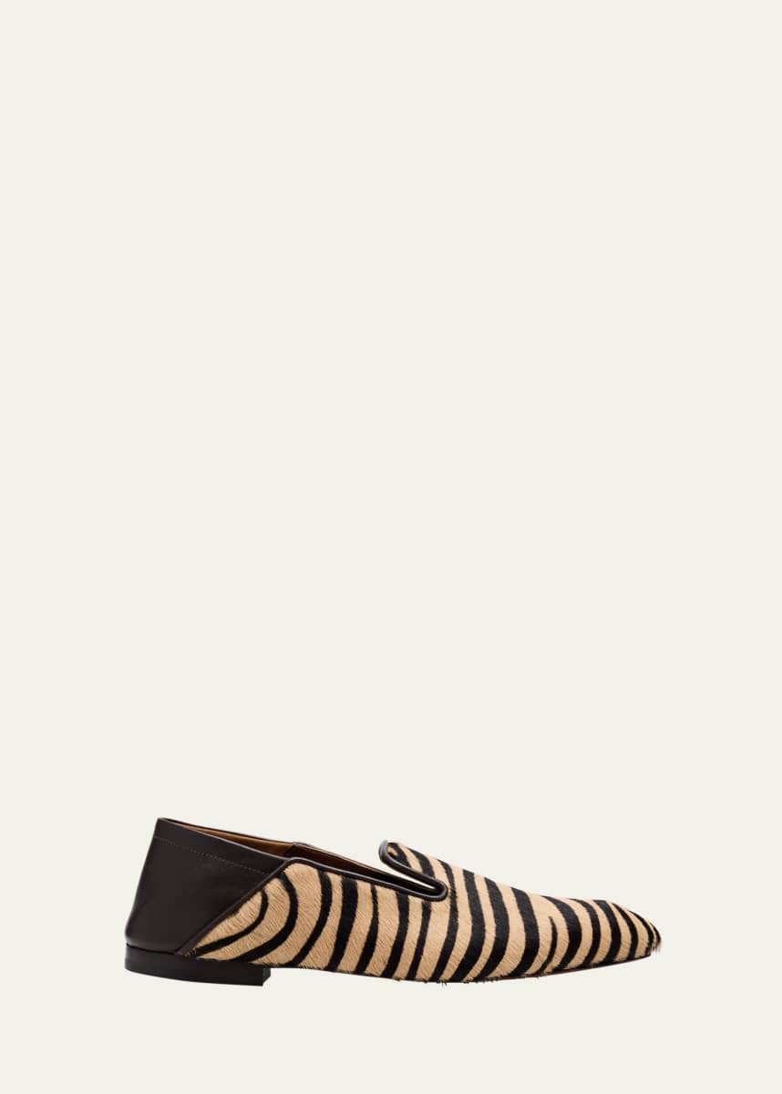 Wales Bonner Animal-Print Calf Hair Slipper Loafers
