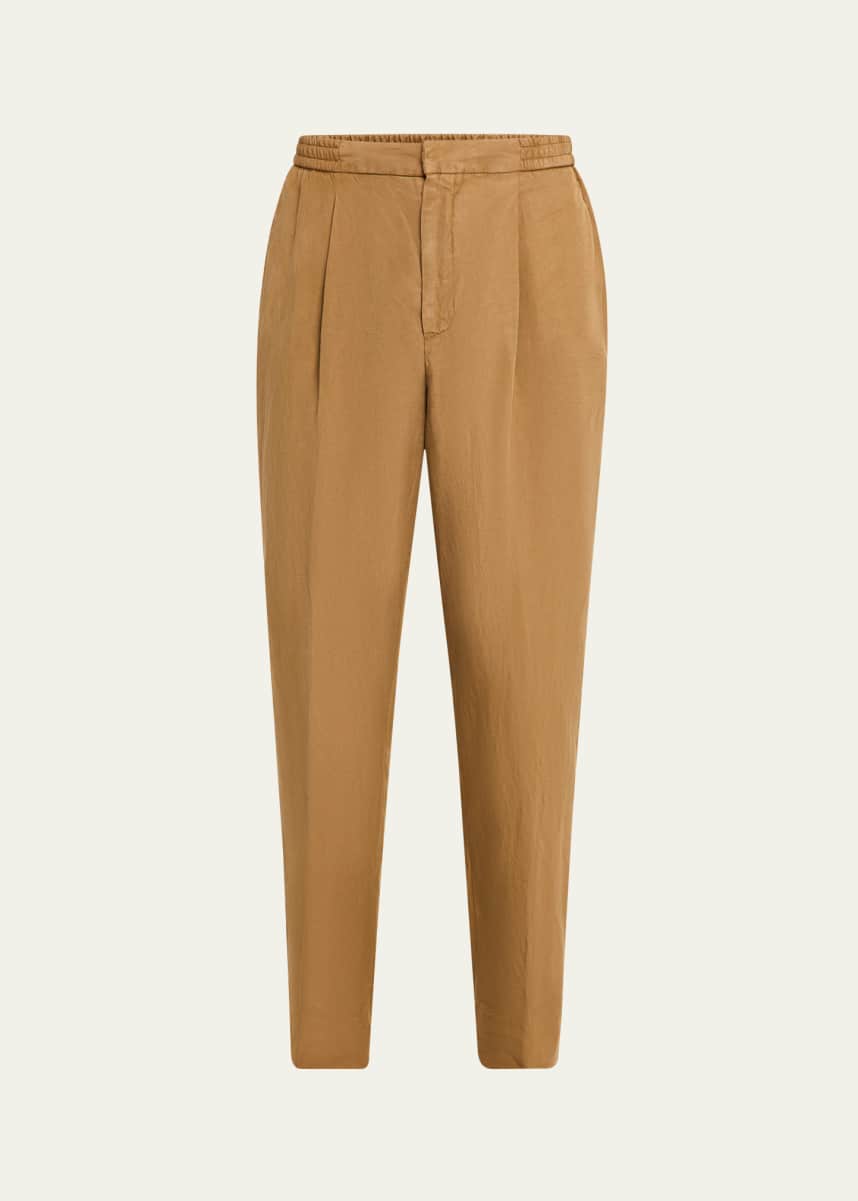 Officine Generale Men's Pleated Elastic-Waist Pants