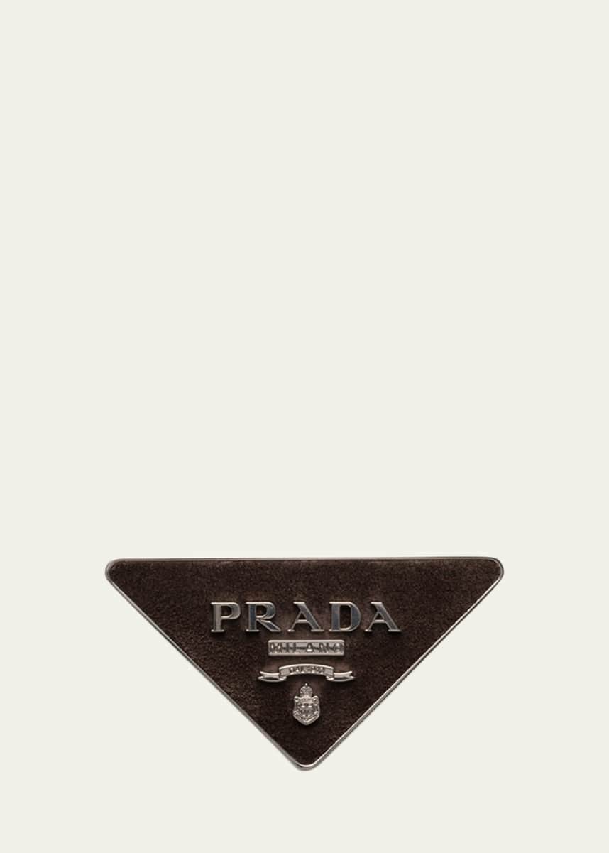 Prada Men's Suede Triangle Logo Belt Buckle