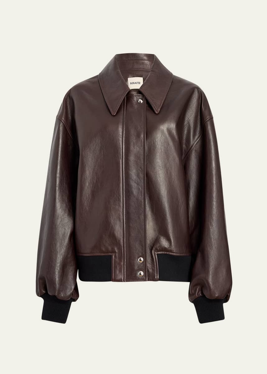 Khaite Shelman Leather Bomber Jacket