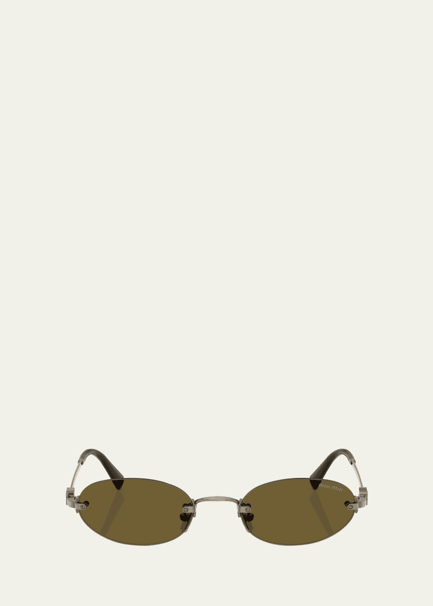 Miu Miu Logo Metal Oval Sunglasses