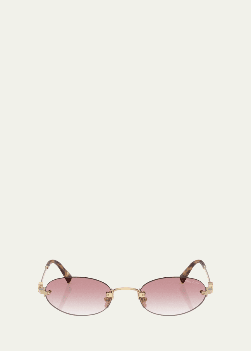 Miu Miu Logo Metal Oval Sunglasses