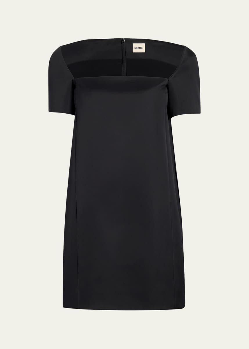Khaite Benji Square-Neck Short-Sleeve Mini Dress