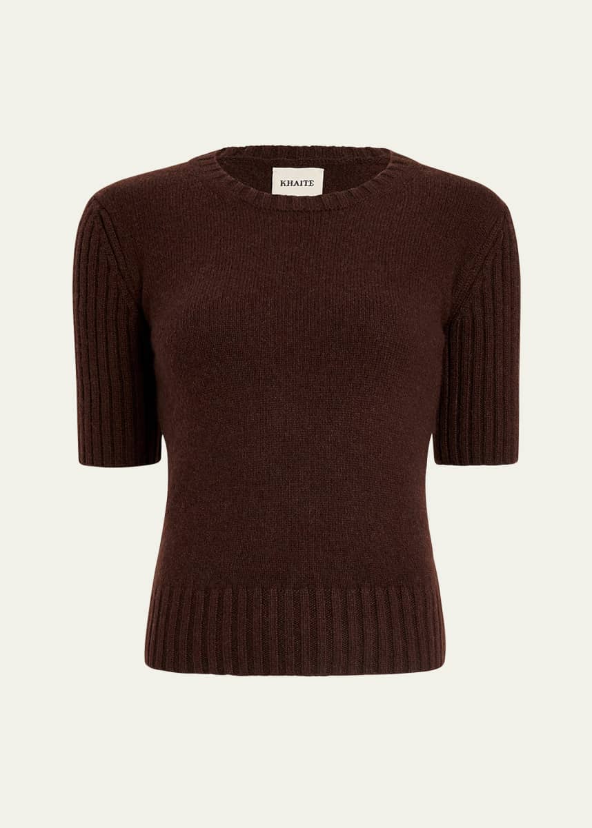 Khaite Mia Cashmere Short-Sleeve Sweater