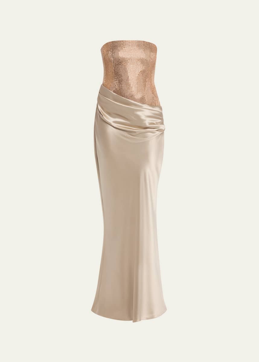 Retrofete Alexandra Strapless Sequin Draped Dress