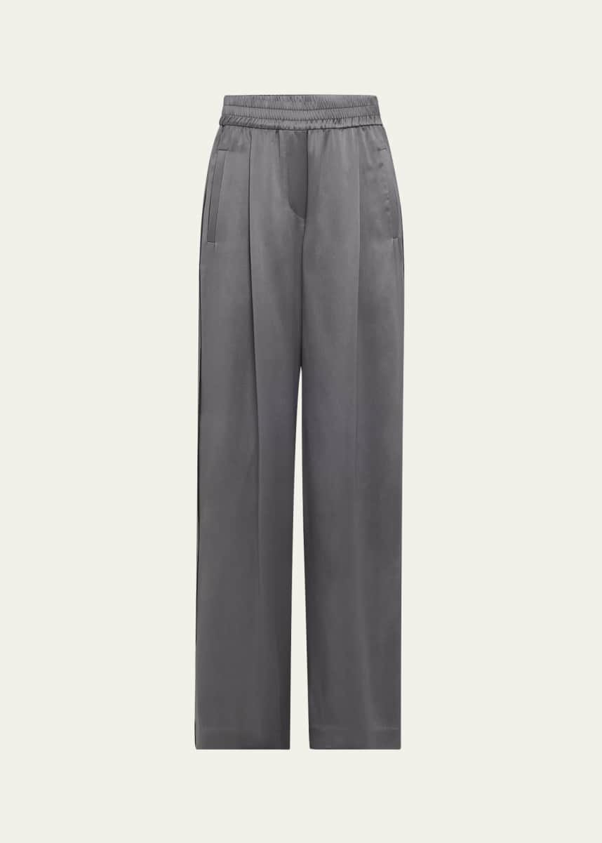 Brunello Cucinelli Sequined Satin Wide Leg Pants