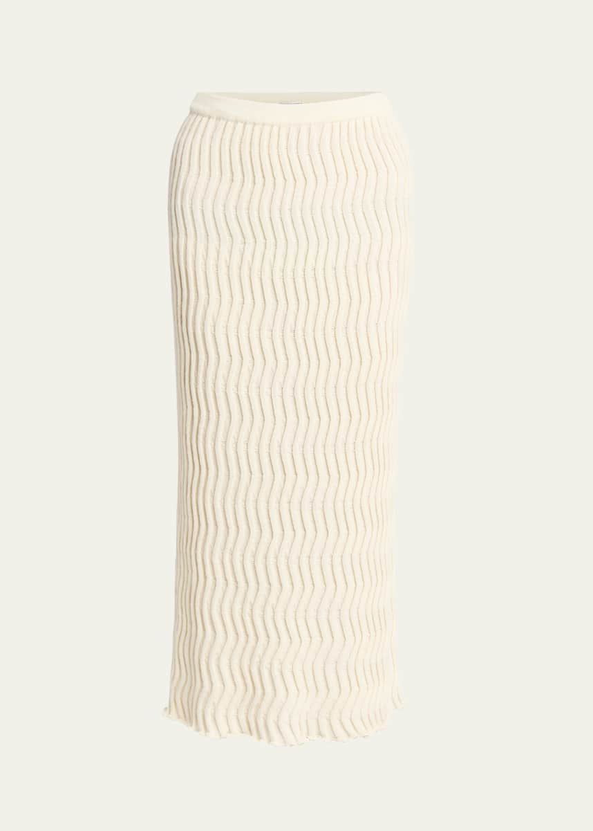 Bottega Veneta Zigzag Knit Slim Midi Skirt