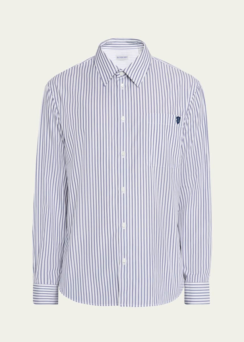 Burberry Men's Poplin Fine Stripe Sport Shirt